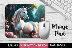 Unicorn in Fantasy Garden - Mouse Pad Sublimation Design PNG Product Image 1