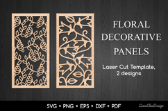 Decorative Vertical Panel with Floral Pattern SVG Laser Cut Product Image 1
