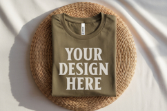 Heather Olive Bella Canvas 3001 Flat Lay T-Shirt Mockup Product Image 1