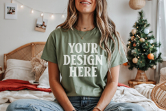 Bella Canvas 3001 Leaf Christmas Shirt Mockup, Trandy mockup Product Image 1