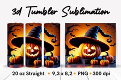 3D Halloween Pumpkin Tumbler Wrap Sublimation Design 20 oz Product Image 1