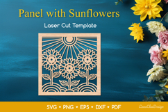 Wall Art with Sunflowers SVG, Decorative Panel Laser Cut Product Image 1