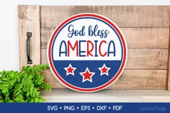 God Bless America SVG - 4th of July Round Sign SVG Product Image 1