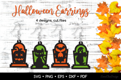 Two Layered Halloween Tomb Earrings SVG, Halloween Jewelry Product Image 1