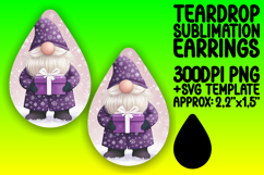 Sophisticated Teardrop Earrings Sublimation PNG , Gnome Product Image 1