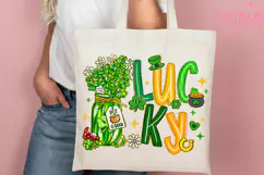 Lucky Shamrock Png, Lucky PNG St Patrick’s Day, Preppy Lucky Product Image 3