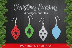 Christmas Earrings SVG for Crafters, Xmas Jewelry Template Product Image 1