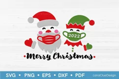 Merry Christmas 2022 SVG - Masked Santa and Elf SVG Cut File Product Image 1