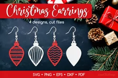 Christmas Earrings SVG for Crafters, Xmas Jewelry Templates Product Image 1