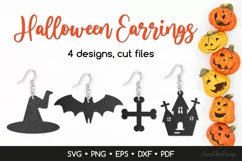 Halloween Earrings SVG Cut Files, Halloween Jewelry Template Product Image 1
