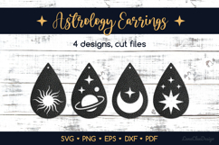 Teardrop Astrology Earrings SVG, Space Jewelry Template Product Image 1