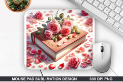 Rose Book Flower Mouse Pad Sublimation,Animals Mouse Pad PNG Product Image 1
