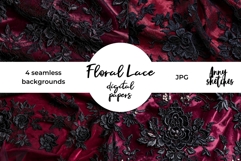 4 Dark Burgundy Red Floral Lace Seamless Pattern Flowers Product Image 1