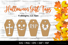 Coffin Shaped Halloween Gift Tags SVG Cut Files Product Image 1