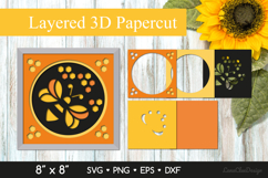 Bee 3D Shadow Box SVG Cut Files, Layered Bee Paper Cut Product Image 1