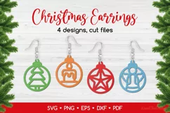 Round Christmas Earrings SVG for Crafters, Jewelry Template Product Image 1