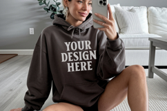 Dark Chocolate Gildan 18500 Hoodie Mockup, G18000 Hoodie Mod Product Image 1