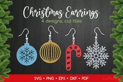 4 Christmas Earrings SVG, Christmas Jewelry Template Product Image 1