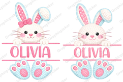 Easter Bunny Split Monogram Sublimation, Happy Easter PNG Product Image 6
