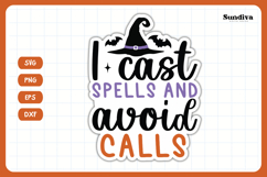 Funny Halloween Sticker | I Cast Spells and Avoid Calls Product Image 3