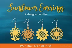 Sunflower Earrings SVG - 4 designs, Floral Jewelry Template Product Image 1