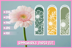 3 Floral Bookmarks Paper cut SVG Laser cut,Cricut,Silhouette Product Image 1