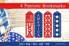 4 Patriotic Bookmarks SVG, 4th of July Papercut Template SVG Product Image 1