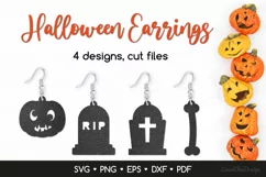 4 Halloween Earrings SVG - Halloween Jewelry Template Product Image 1