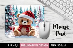 Cute Christmas Bear - MousePad Sublimation Design PNG Product Image 1