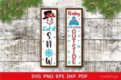 Vertical Christmas Porch Signs SVG, Let it Snow SVG Product Image 1