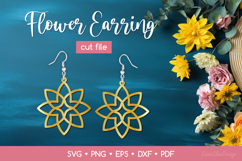 Abstract Flower Earring SVG Cut File, Floral Jewelry Product Image 1