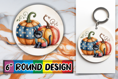 Timeless Keychain Circle PNG, Pumpkin Watercolor Product Image 1
