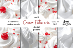 Cream and Cherry Digital Paper Kit Rococo Patterns Product Image 1