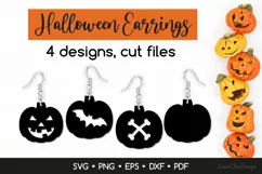 Halloween Pumpkin Earrings SVG - Halloween Jewelry Template Product Image 1