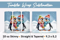 Couple of Cute Winter Penguins - Tumbler Wrap Sublimation Product Image 1