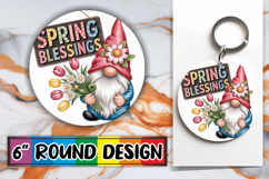Blissful Keychain Round PNG Style, Easter Gnomes Product Image 1