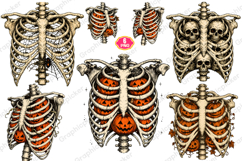 Ribcage Pumpkins PNG, Halloween Skeleton Ribcage PNG, Boo Product Image 1