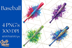 Baseball Clipart PNG with Team Color Paint Splash Background Product Image 1