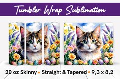 Easter Cat with Spring Flowers, Tumbler Wrap Sublimation Product Image 1