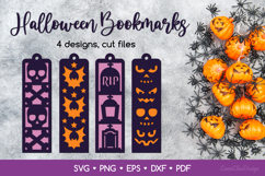 4 Bookmarks with Halloween Pattern SVG, Papercut Template Product Image 1