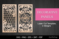 Decorative Panels with Roses Flowers SVG, Laser Cut Panel Product Image 1