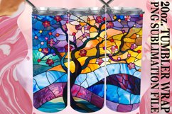 Colorful Stained Glass Tree Tumbler Wrap 20oz Art Product Image 1