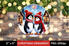 Pair of Christmas Penguins - Round Christmas Ornament Design Product Image 1