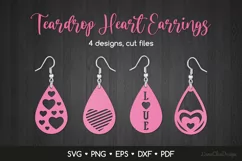 4 Teardrop Love Earrings SVG, Valentine's Day Jewelry Product Image 1