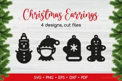 Christmas Earrings SVG Cut Files, Christmas Jewelry Template Product Image 1