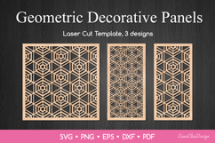 3 Panels with Geometric Pattern SVG, Laser Cut Panel DXF Product Image 1