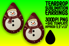 Artistic Teardrop Earrings Design PNG , Snowman Product Image 1