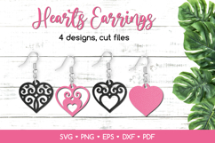 Heart Earrings SVG Laser Cut Files, Valentine's Day Jewelry Product Image 1