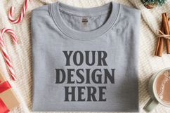 Gildan 5000 Sport Grey Folded Christmas Mockup, G5000 mockup Product Image 1