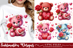 Bear Valentine Clipart | Valentine&#039;s Day Love Sublimation Product Image 1